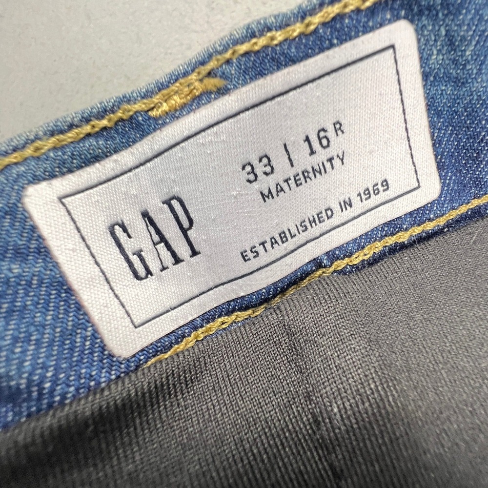 GAP Maternity Jeans Women 16R Blue Full Panel Straight Leg Denim Casual Classic - Picture 2 of 16